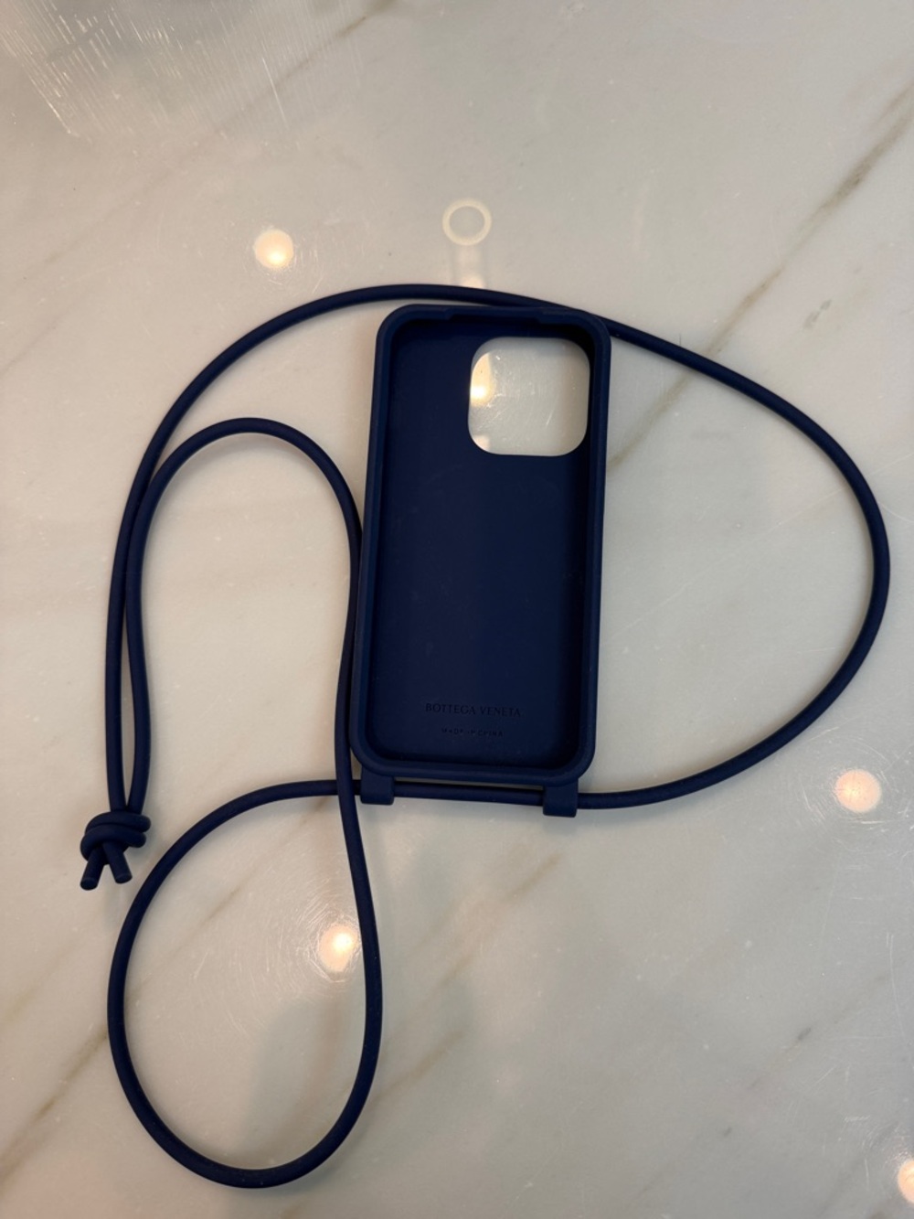 Bottega Veneta Deep Blue Silicone Crossbody Phone Case with Strap